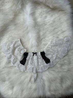 White Lace Ruffle & Black Lace Accents intimates panties women
